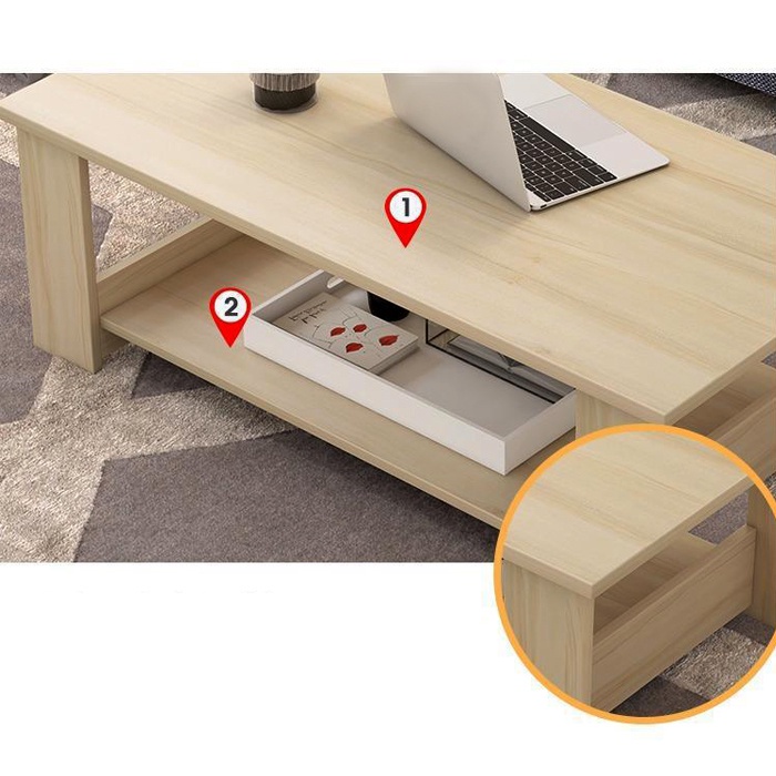 Bàn Trà Sofa Phòng Khách 2 Tầng NANA Chân Gỗ Tự Nhiên Thiết Kế Phong Cách Hiện Đại - BT06 | BigBuy360 - bigbuy360.vn
