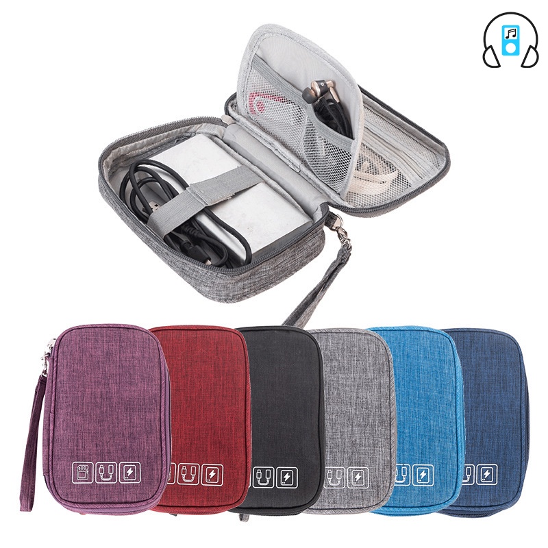 Túi Đựng Dây Cáp / Pin Sạc Dự Phòng Hai Ngăn Tiện Lợi