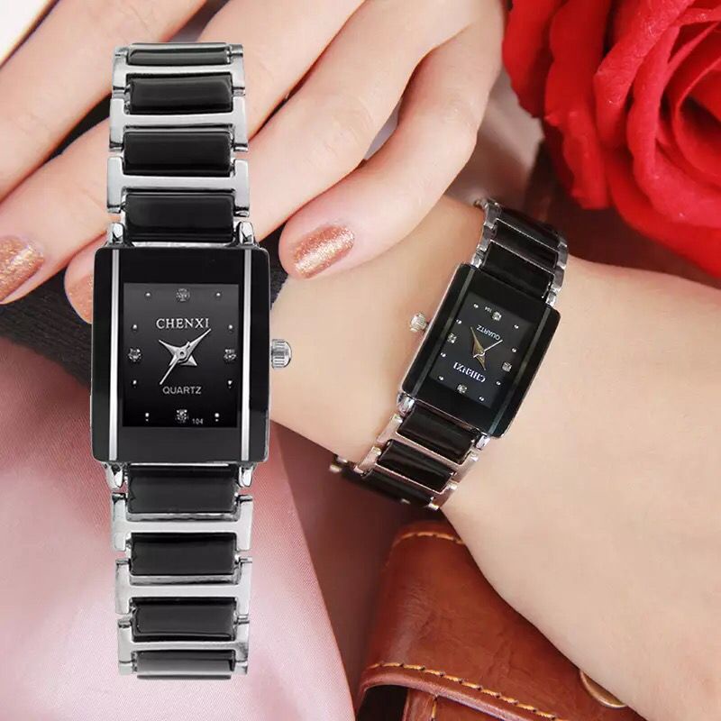 Đồng Hồ Cặp Đôi Chexi Mặt Vuông Nhỏ Bằng Sứ Chống Nước Tinh Tế Chính Hãng Cho Nam Và Nữ Sinh