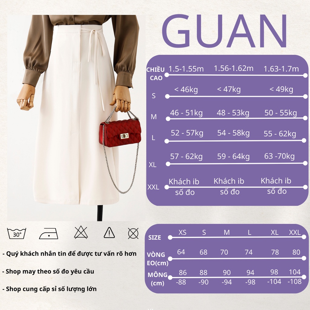 Chân váy chữ a công sở dáng dài xẻ trước thắt dây nơ nhỏ một bên, chân váy công sở chữ a dáng dài GUAN