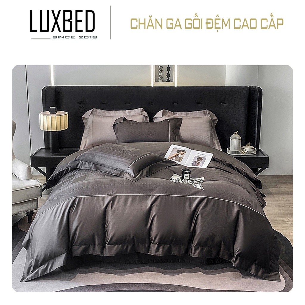 Set Lụa Sateen Jacquard 120S Vân Chìm Cao Cấp 4 món - LUXBED nhập khẩu phân phối