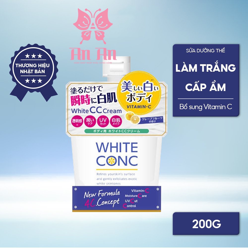 Sữa dưỡng thể trắng da White Conc Body CC Cream With Vitamin C 200g