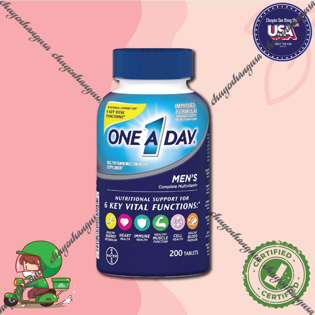 One A Day Men Multivitamin 200 Viên của Mỹ - Viên uống Bổ sung Vitamin Tổng Hợp Cho Nam