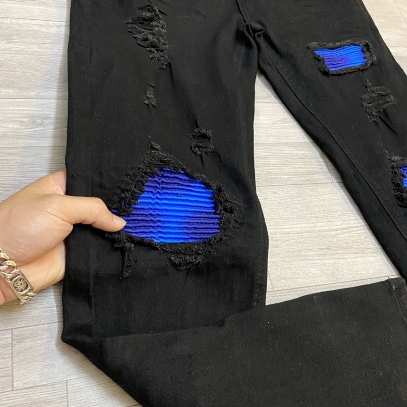 Quần jean Skinny Amiri đen Nam rách vá vải nhăn loang xanh | BigBuy360 - bigbuy360.vn