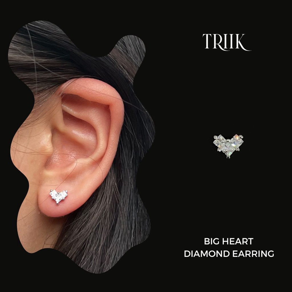 Khuyên tai đá - Big Heart Diamond Earring ( giá 1 chiếc )
