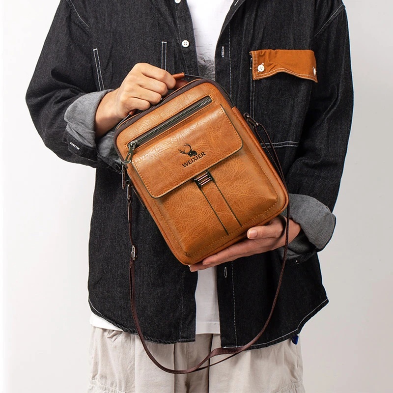 Túi Da PU Đeo Chéo Sức Chứa Lớn Thời Trang Cho Nam