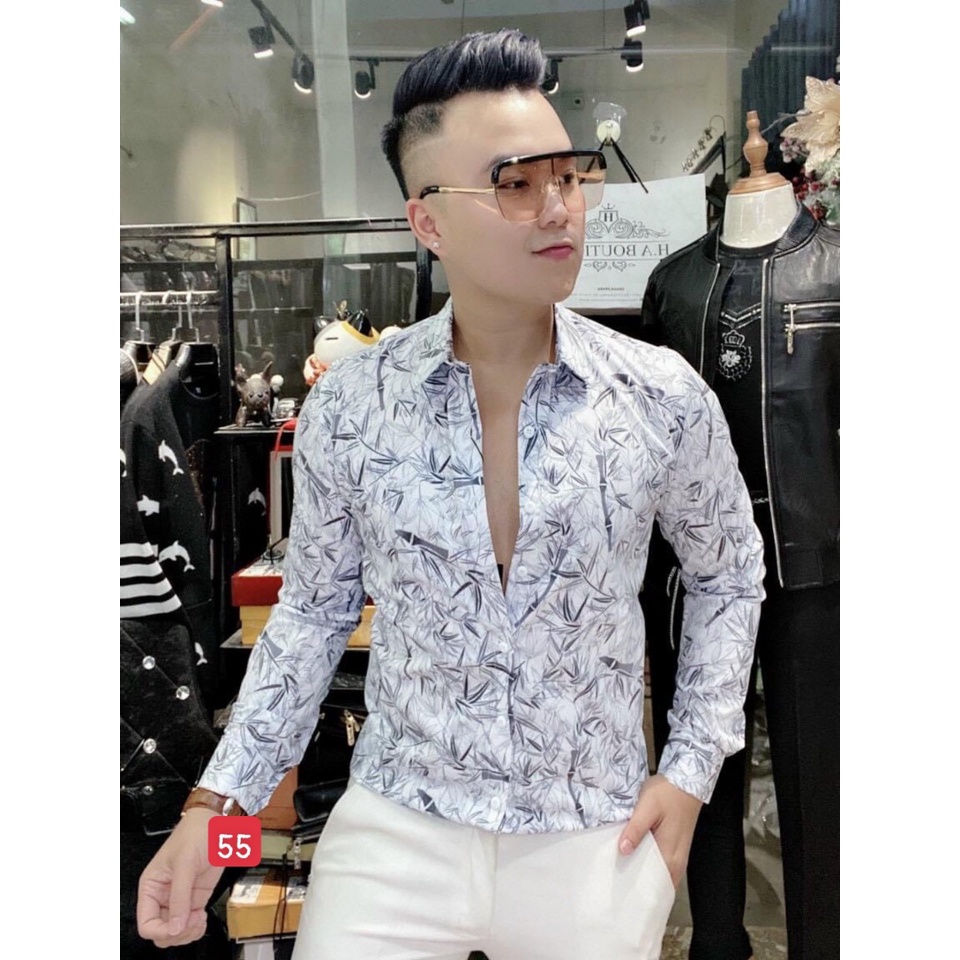 Áo sơ mi nam họa tiết cao cấp vải lụa thái xịn siêu co dãn mẫu mã mới nhất Phuongnamshop20 kvk31