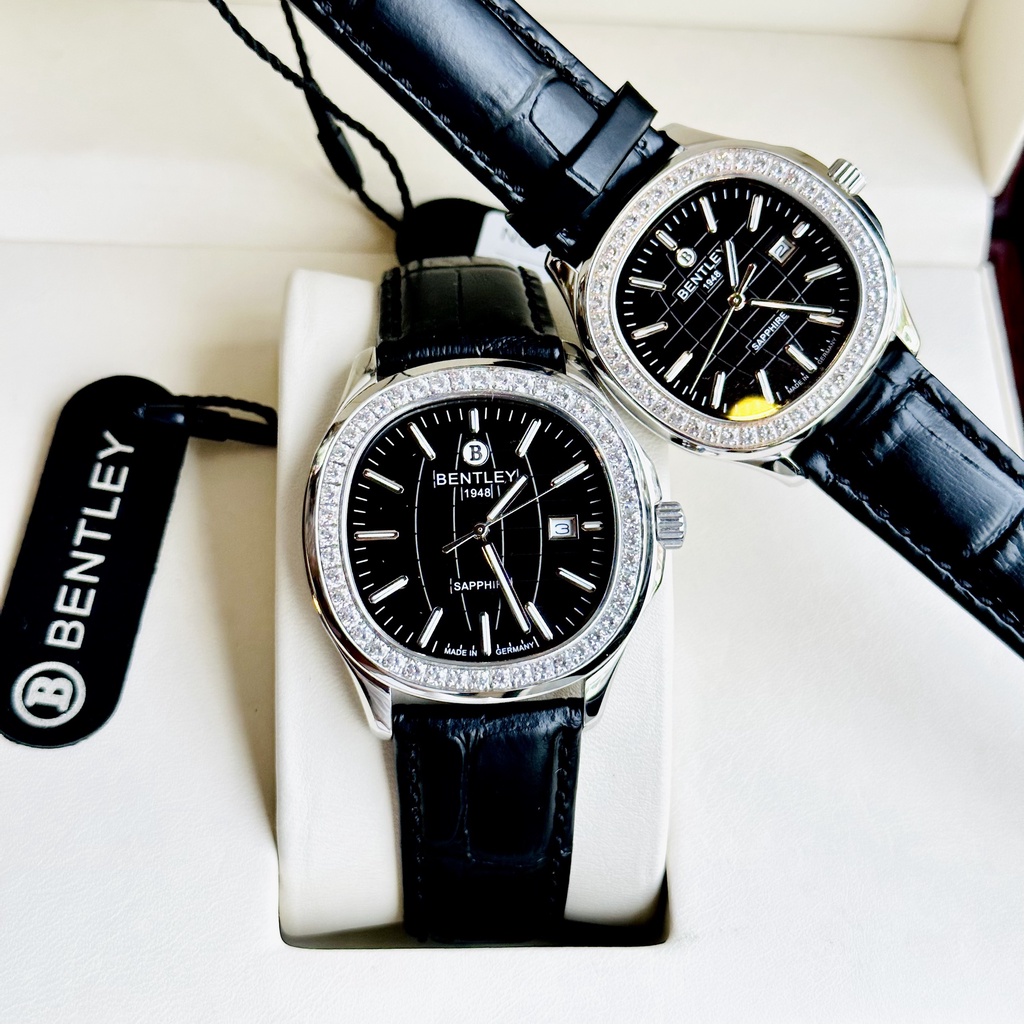Đồng hồ đôi nam nữ dây da Bentley Nautilus BL1869 Black