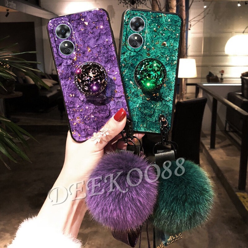 Ốp Điện Thoại Đính Đá Có Giá Đỡ Và Bóng Lông Cho OPPO Reno 8 8T Reno8 T A78 4G 5G Reno8T