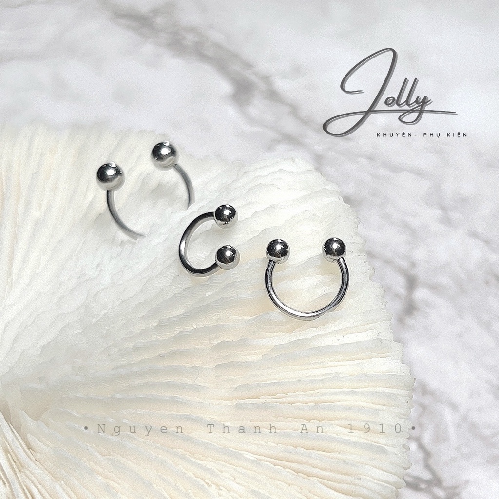 Khuyên Tai, Septum, Môi U 2 đầu bi tròn JOLLY bằng thép y tế