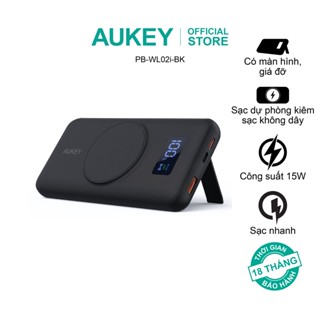 Pin Sạc Dự Phòng Aukey PB-WL02i 10000mAh kiêm Sạc Không Dây 15W, Sạc Nhanh 22.5W