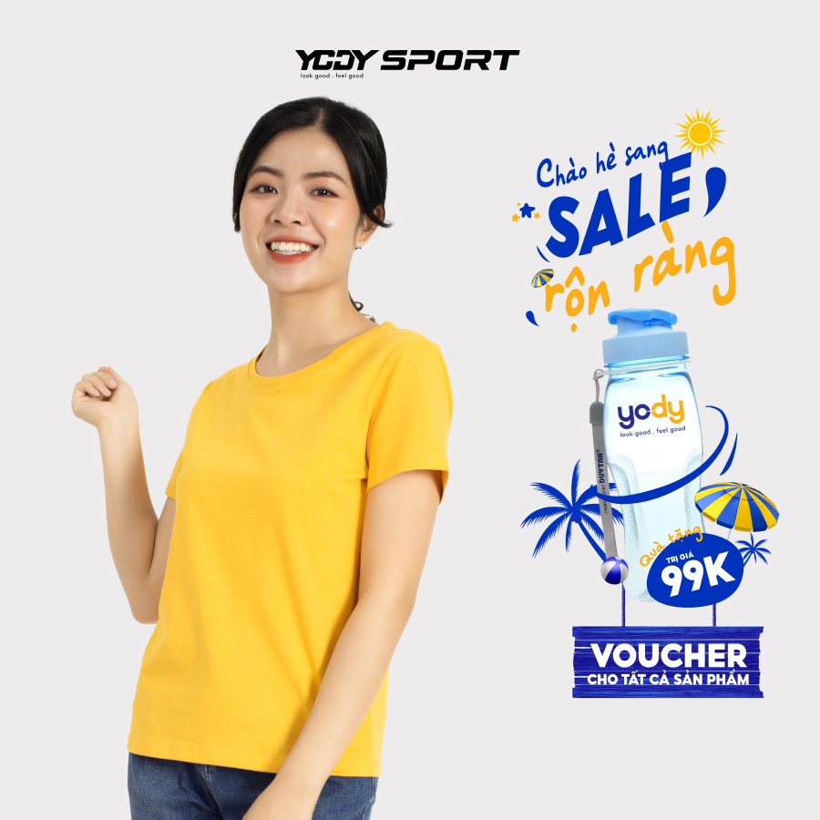 Áo thun tshirt nữ YODY chất cotton thoáng mát thấm hút mồ hôi TSN5346