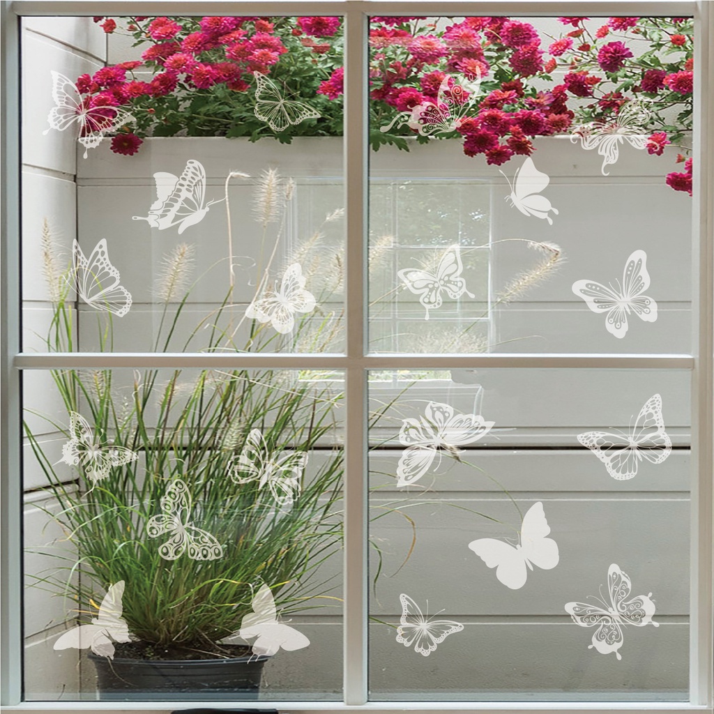 [Home] Hình Dán Tường / Kính Cửa Sổ Tĩnh Điện Họa Tiết Bướm Cầu Vồng Bằng PVC Trang Trí Tiệc Kỳ Nghỉ &amp; Lễ Mới