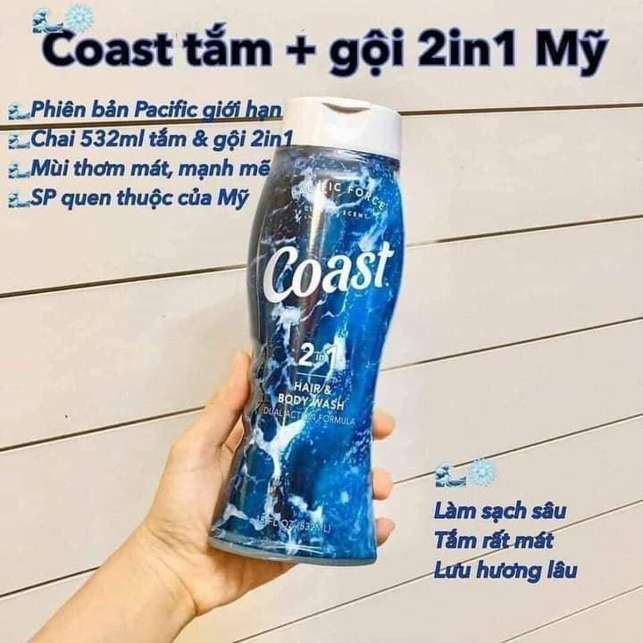 Sữa Tắm Gội Coast Mỹ Hair & Body Wash Chai Lớn 946ml