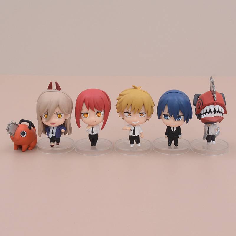 Set 6 Mô Hình Mô Phỏng Nhân Vật Phim Hoạt Hình Chainsaw Man Denji Pochita Makima Power Aki
