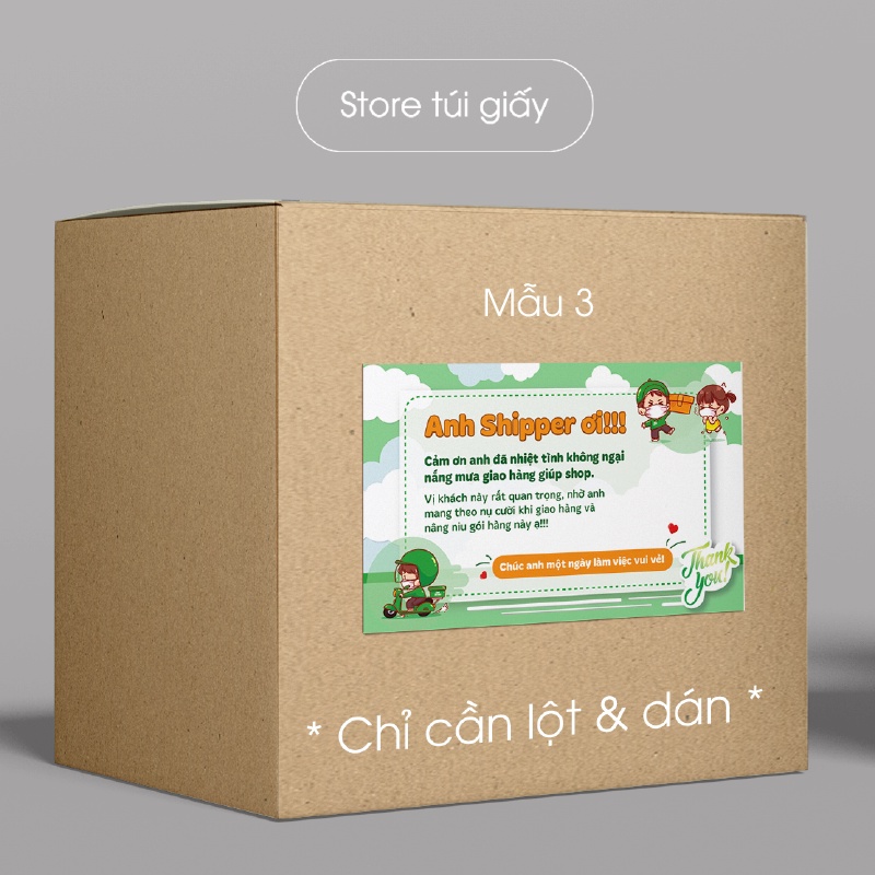 Tem cảm ơn anh shipper, phong cách cute, có sẵn keo, chỉ cần lột và dán - Set 20 tem - TUIGIAY.STORE