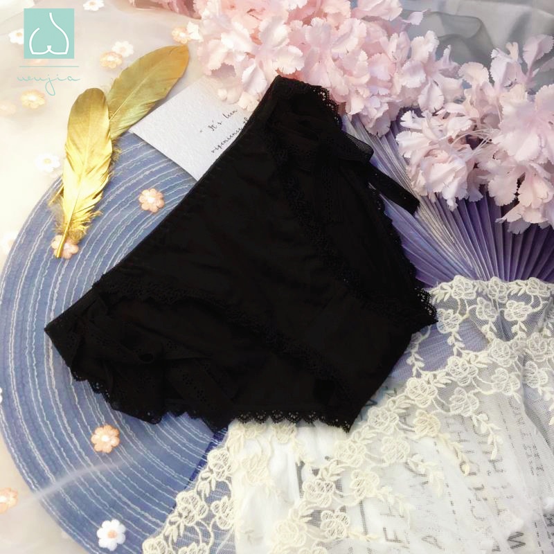 Quần Lót Cotton Dài Trung Bình Buộc Dây Dễ Thương Phong Cách Nhật Bản Cho Nữ