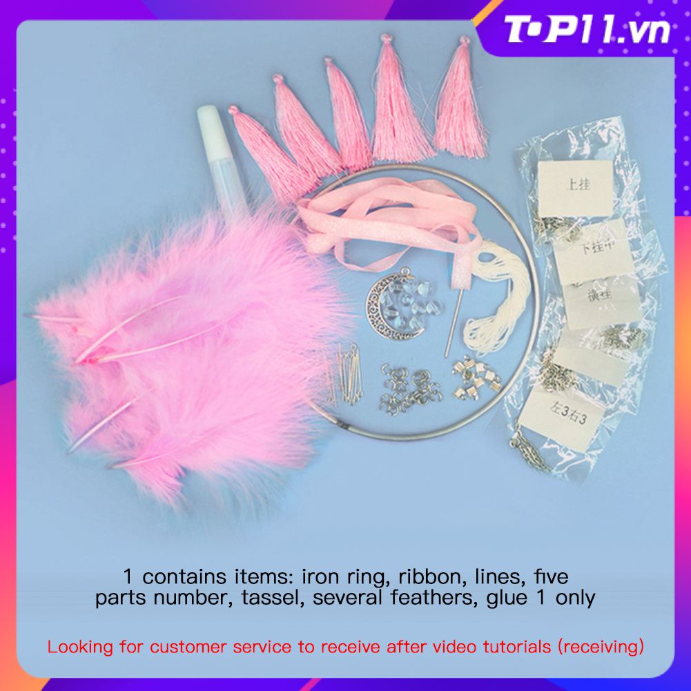 Xianqi Mặt Dây Chuyền Lưới Bắt Giấc Mơ Mặt Trăng Chuông Gió Túi Chất Liệu Thủ Công Tự Làm Trang Sức Lông Vũ Treo Gian Hàng Chợ Đêm Vụ Nổ Top11.vn