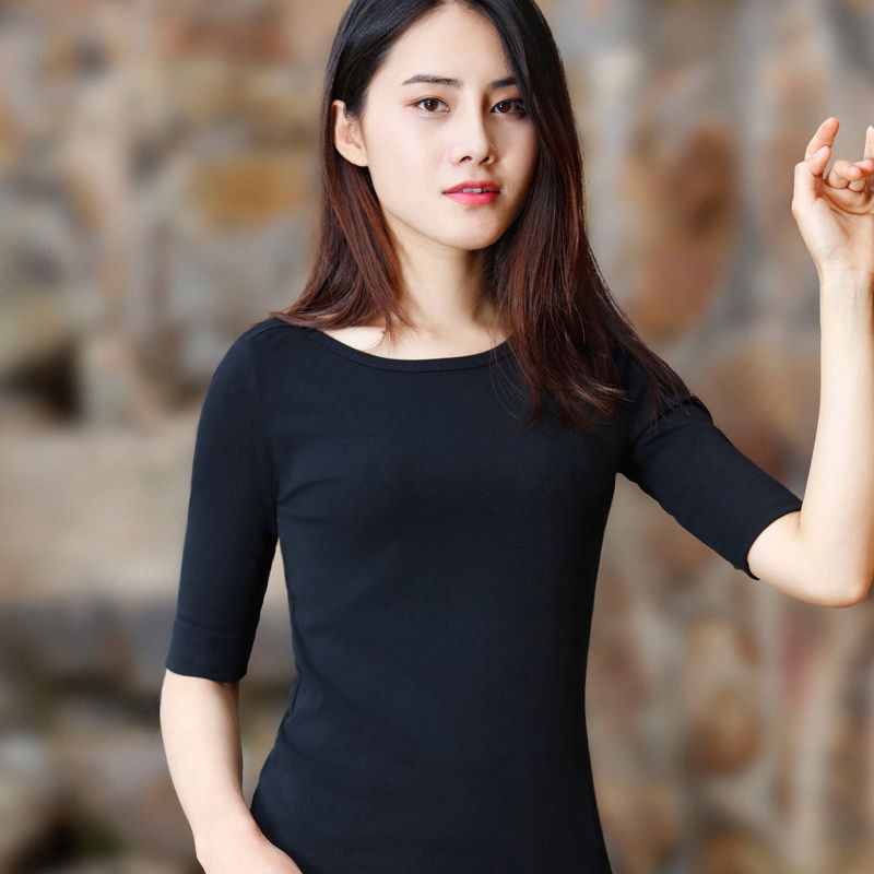 Áo Thun Tay Lửng Dáng Ôm Phong Cách Hàn Quốc Thời Trang Cho Nữ