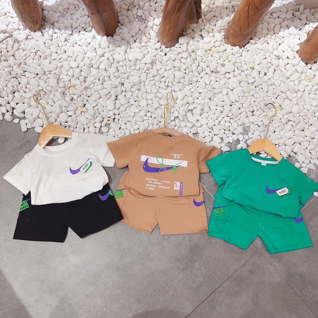 B5834 - Bộ áo trắng Nike quần đen 12m-5y