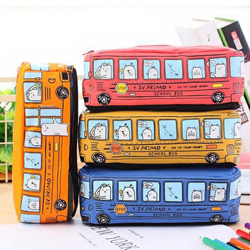 Túi Đựng Bút Đa Năng Hình Xe Buýt Đáng Yêu Sáng Tạo JP5