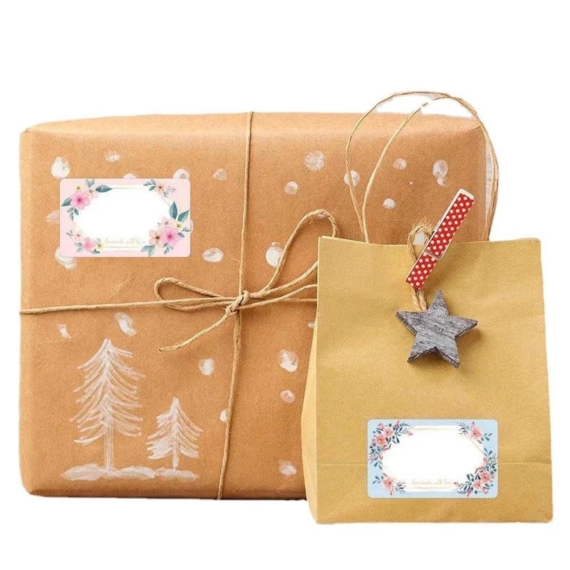 Cuộn 250 Nhãn Dán Ghi Chú / Thức Ăn Hình Chữ Nhật Họa Tiết Hoa Xinh Xắn DIY