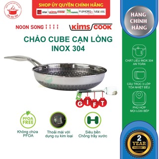 Chảo Noon Song chống dính 2 mặt inox 3 lớp đúc liền đáy từ KIMS COOK size 26cm, tặng 1 sạn inox
