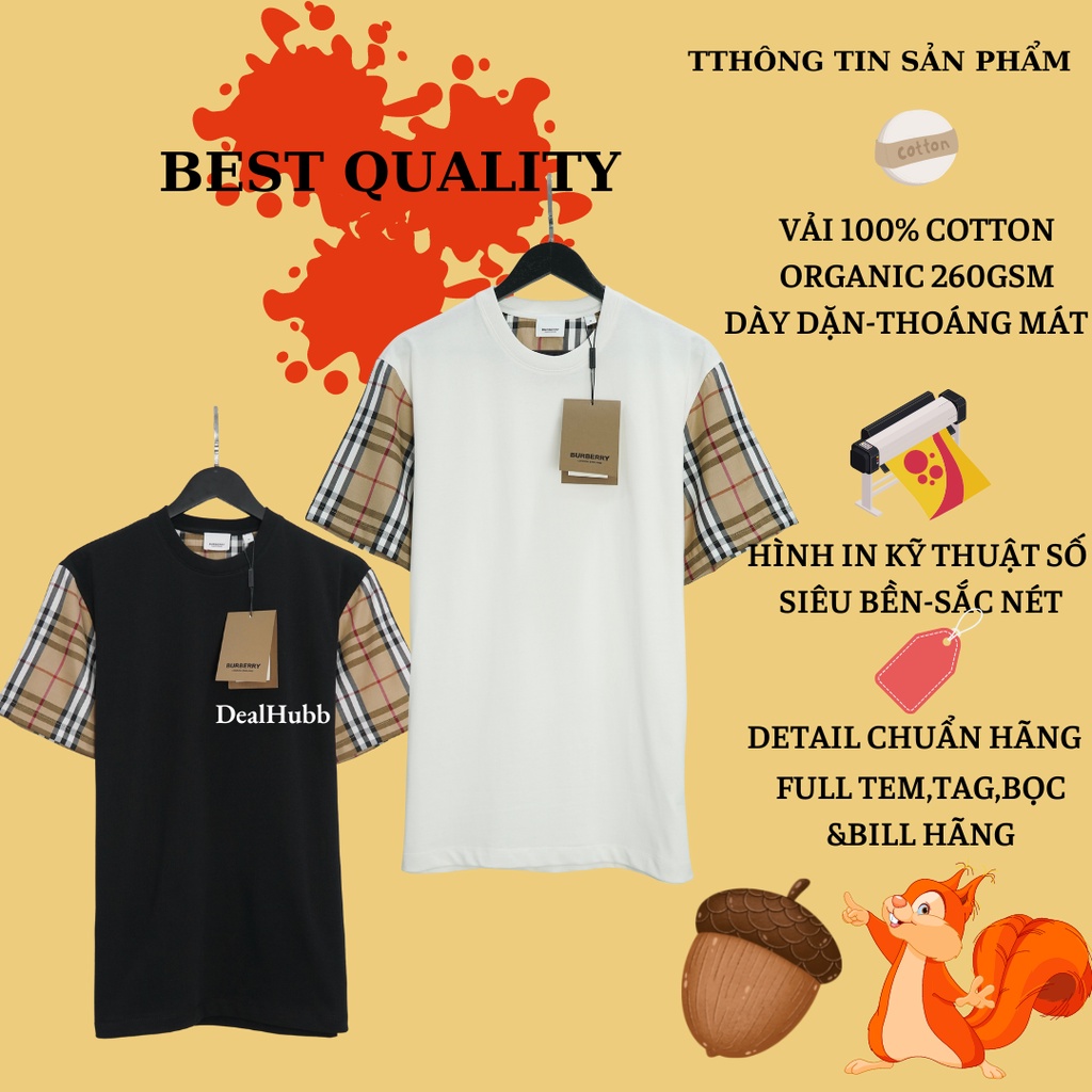 Áo Burberry Serra nam nữ form rộng vải cotton organic Áo thun burberry nam nữ tay lỡ phong cách đường phố