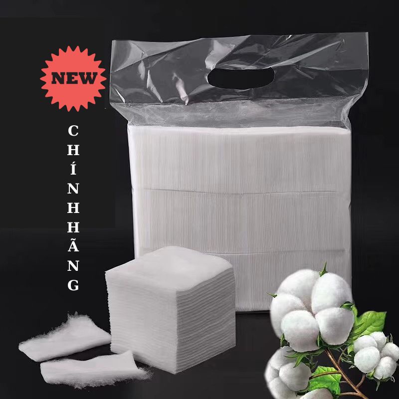 Bịch bông cắt sẵn 500 Miếng ,chất liệu vải dệt dùng trong phun xăm, nail, mi màu trắng