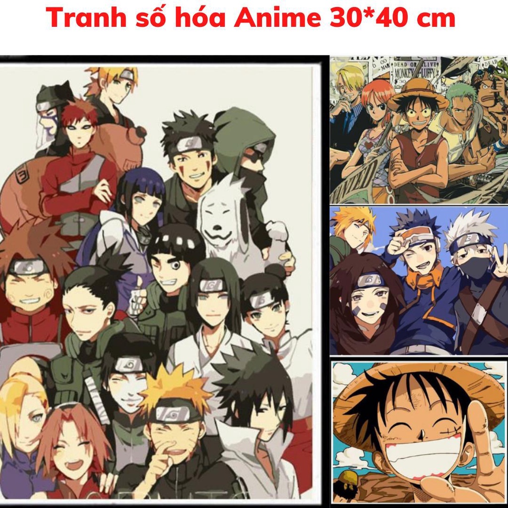 [Có sẵn] Tranh Sơn Dầu Số Hoá Tự Tô Mô Hình Anime Đảo Hải Tặc One Piece, Naruto