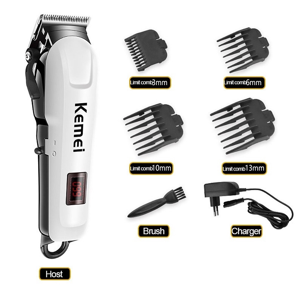 Tông Đơ Cắt Tóc Chuyên Nghiệp Kemei - Máy Hớt Tóc Không Dây Cho Nam Giới