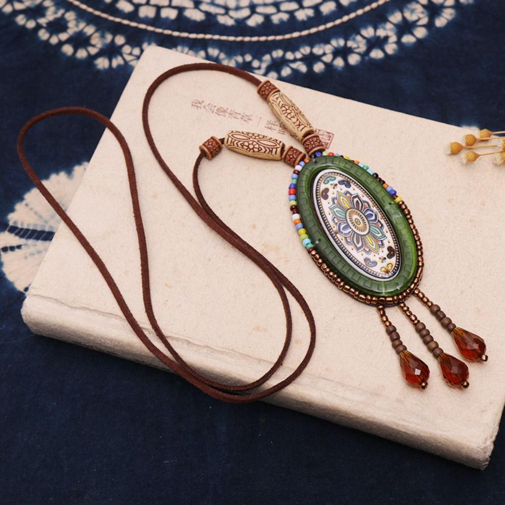 Vòng cổ Dáng Dài Đính Hạt Acrylic Phong Cách Cổ Điển Thời Trang Sang Trọng