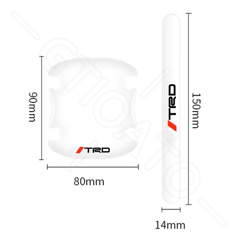 GTIOATO Cho Toyota TRD Miếng Dán Tay Nắm Cửa Ô Tô Trong Suốt Chống Xước Trầy Xe Hơi Miếng Dán Hõm Cửa Ô Tô Dán Xe Trang Trí ô Tô