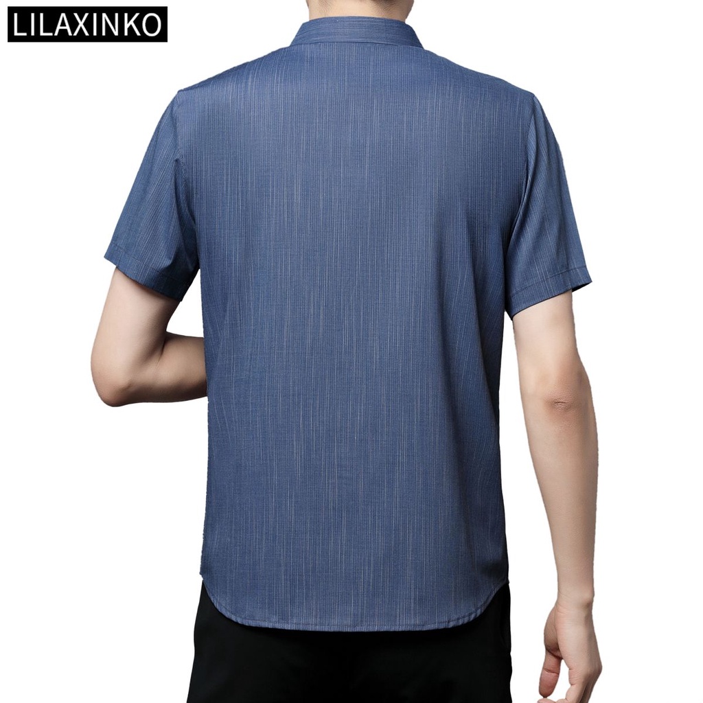 Áo Sơ Mi Cotton Ngắn Tay Họa Tiết Kẻ Sọc 5 Màu Tùy Chọn Thời Trang Cho Nam