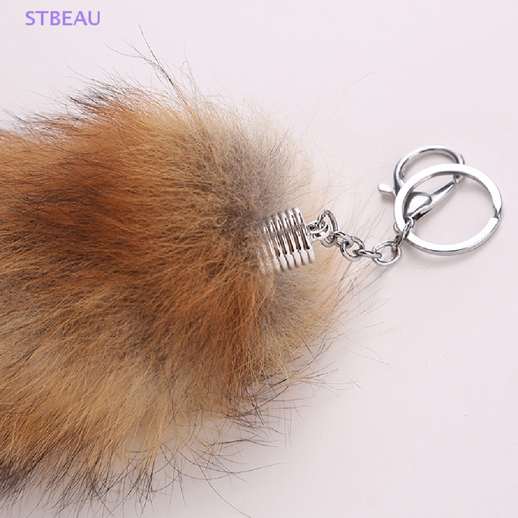 [Cxsteau] Móc Khóa Túi Xách / Móc Khóa Hình Đuôi Cáo Phối Lông Tua Rua Màu Bạc MME