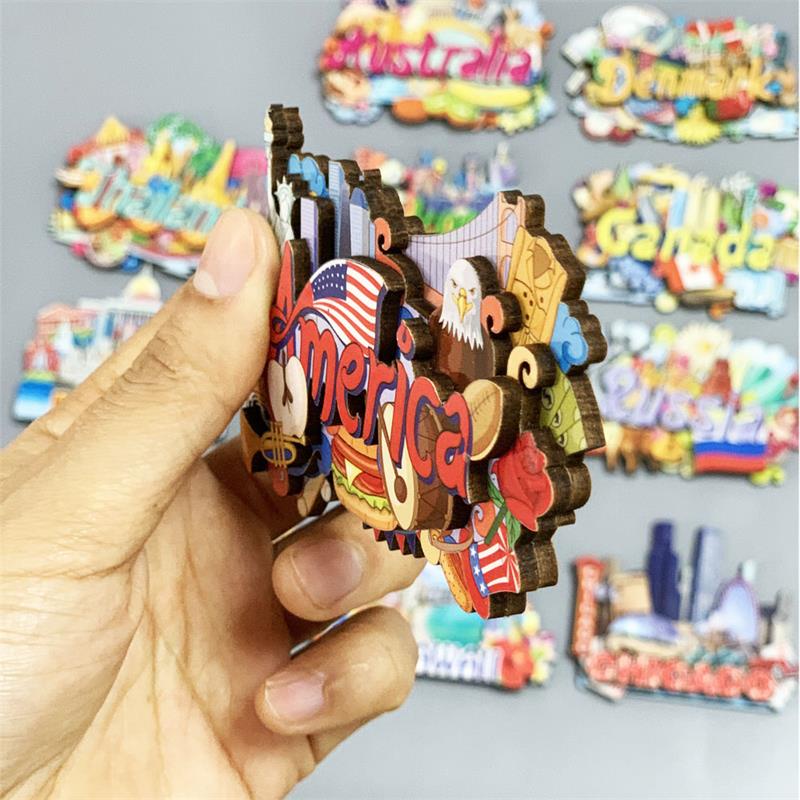 Nam Châm Dán Tủ Lạnh Bằng Gỗ Kiểu Nga canada us hawaii