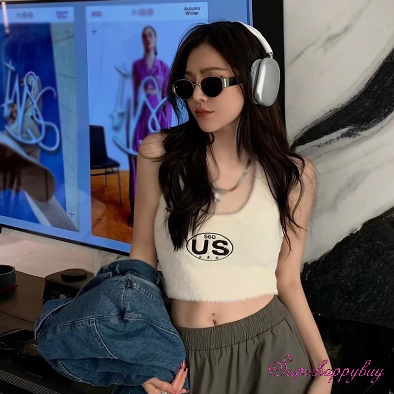 Áo Thun Sát Nách Dệt Kim Thêu Chữ Trẻ Trung Cho Nữ