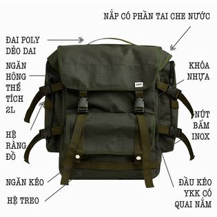Balo THỦ - Backpack - nâu/rêu
