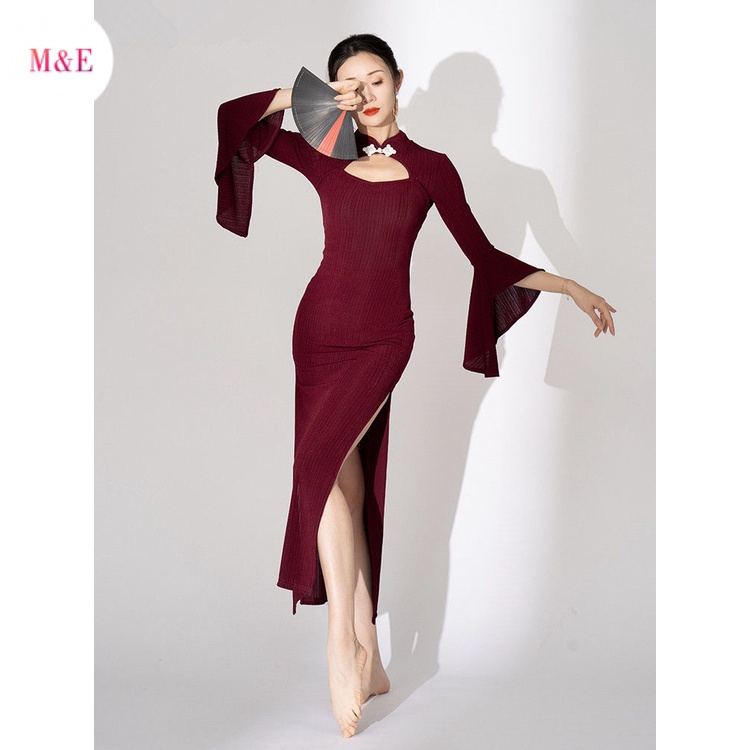 M &amp; E Qingshui Bộ Sưu Tập Sườn Xám Hoa Đậu Nhảy Dân Tộc Trung Hoa Truyền Thống Rhyme Slimmer Mùa Thu Cho Nữ