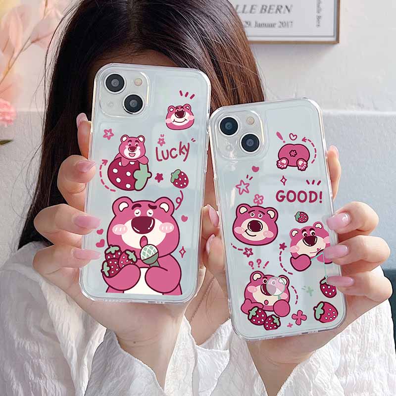 Ốp lưng iphone trong lỗ viền Gấu dâu tây /6s/6splus/7/7plus/8/8plus/x/xr/xs/11/12/13/pro/max/plus/promax TLV2005