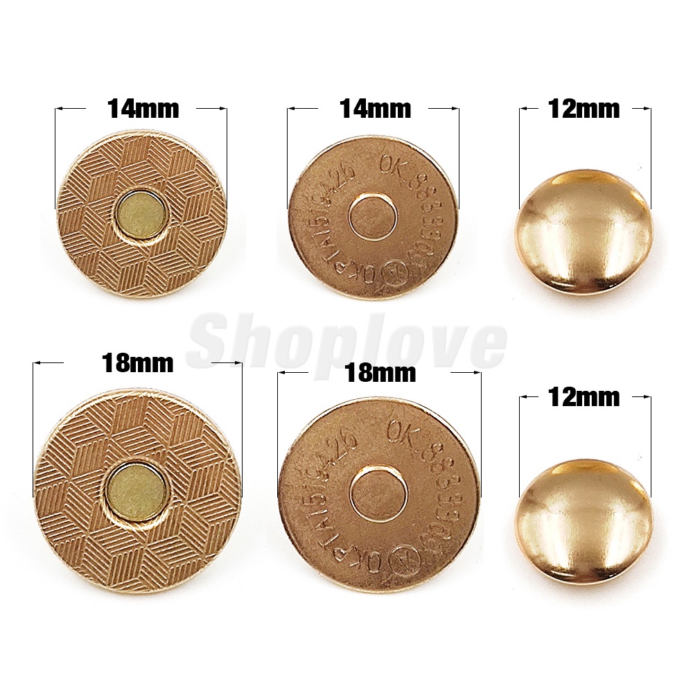 Set 10 Nút Nam Châm 14mm 18mm Cho Túi Xách Chuyên Dụng