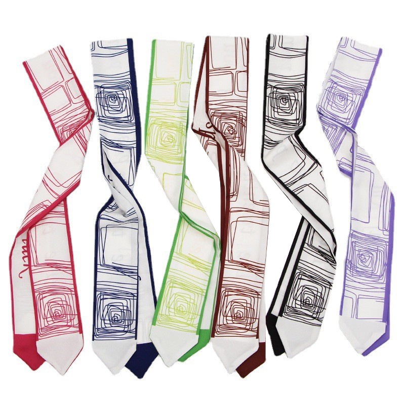 Khăn Choàng Lụa In Họa Tiết Trừu Tượng Đa Năng Dùng Trang Trí Túi Xách / Khăn Quàng Cổ / Băng Đô