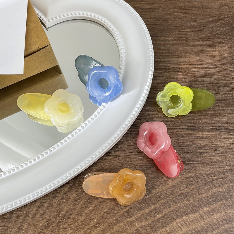 Kẹp Tóc Cài Tóc Nhựa Bông Hoa Màu Pastel Xinh Xắn Dễ Thương