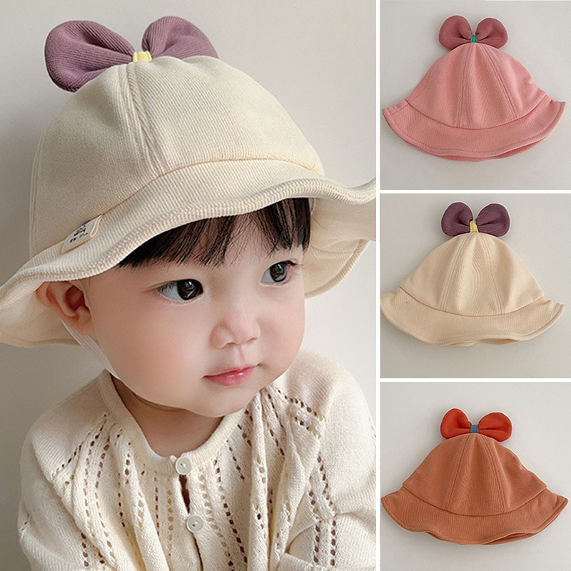 Mũ Tai Bèo Chống Nắng Vải Cotton Mềm Đính Nơ Dễ Thương Thời Trang Mùa Hè Cho Bé Gái 6-36 tháng