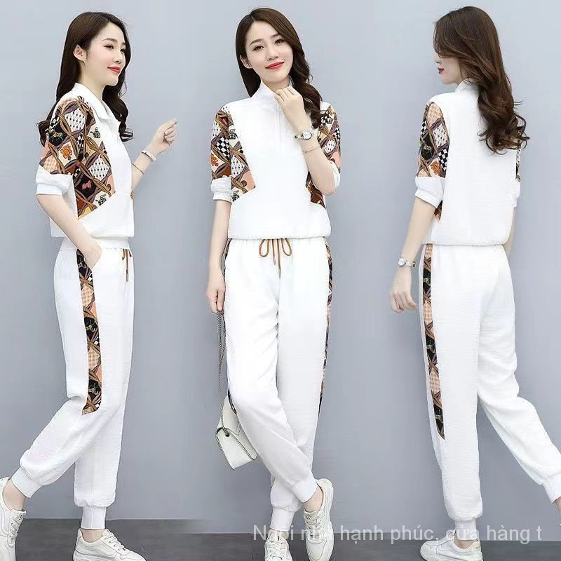 Bộ Đồ Thể Thao Hai Mảnh Áo Thun + Quần Dài Phong Cách Thời Trang Mùa Hè 2023 Mới