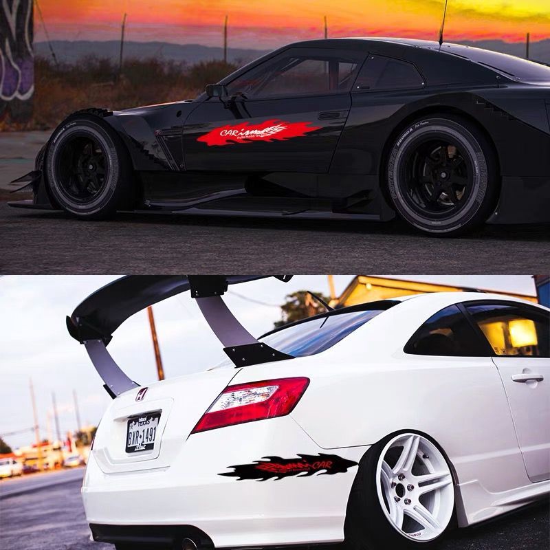 Miếng Dán Che Phủ Vết Trầy Xước Họa Tiết Ngọn Lửa Cá Tính Trang Trí Thân Xe Hơi