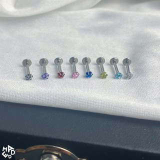 Khuyên tai đính đá zircon - thép không đen không gỉ/ bông tai / khoen tai / earrings - MADDe