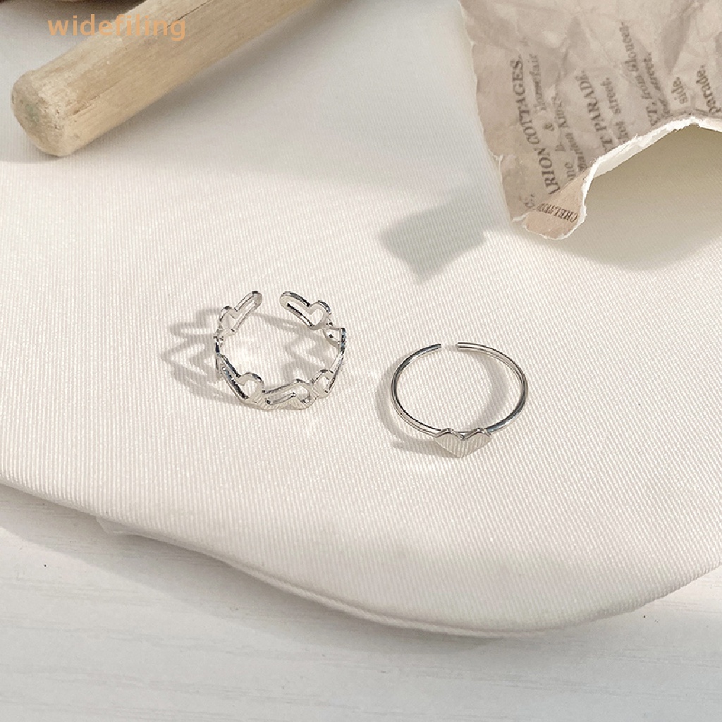 Set 2 Nhẫn Hở Mặt Trái Tim Thời Trang Cho Nữ