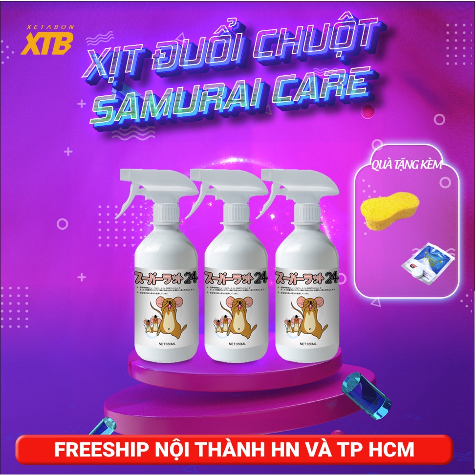 Chai xịt đuổi chuột Samurai Care dung tích 350ml hương bạc hà cho xe hơi, xua đuổi chuột hiệu quả và an toàn