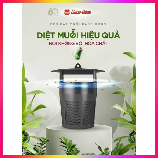 Đèn bắt muỗi sử dụng LED UV siêu hiệu quả trong việc thu hút côn trùng đèn bắt muỗi Rạng Đông Model: DBM01 5W